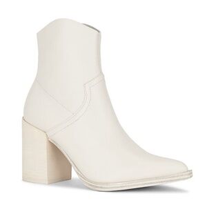 Steve Madden Cate Bone Leather Bootie Block Heel Pointed Toe Boot Sz 8 NEW